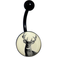 Load image into Gallery viewer, Glow in the Dark Titanium Deer Buck Belly Ring
