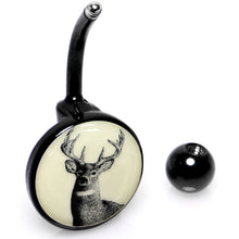 Load image into Gallery viewer, Glow in the Dark Titanium Deer Buck Belly Ring
