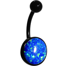 将图片加载到图库查看器，Aqua Synthetic Opal Black Anodized Bottom Mount Belly Ring
