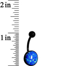 将图片加载到图库查看器，Aqua Synthetic Opal Black Anodized Bottom Mount Belly Ring
