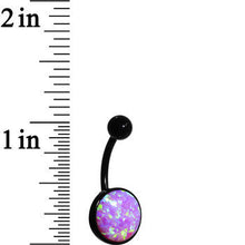 Load image into Gallery viewer, Pink Synthetic Opal Black Anodized Bottom Mount Belly Ring
