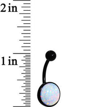 将图片加载到图库查看器，White Synthetic Opal Black Anodized Bottom Mount Belly Ring

