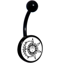 Load image into Gallery viewer, Sun and Moon Black Belly Ring
