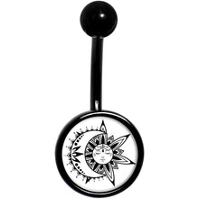 Load image into Gallery viewer, Sun and Moon Black Belly Ring
