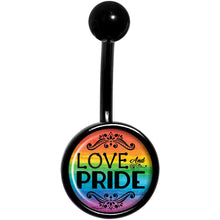 Load image into Gallery viewer, Rainbow Love and Pride Black Belly Ring
