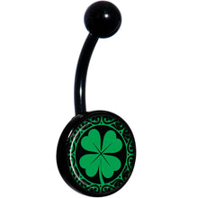 将图片加载到图库查看器，Green St Patricks Day Shamrock Black Belly Ring
