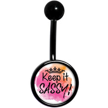 将图片加载到图库查看器，Watercolor Keep it Sassy Black Belly Ring
