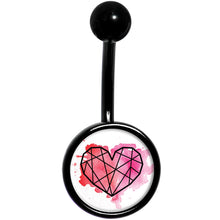 Load image into Gallery viewer, Watercolor Geometric Heart Black Belly Ring

