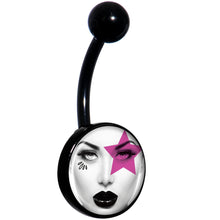 将图片加载到图库查看器，Pretty Pink Model Super Star Black Belly Ring

