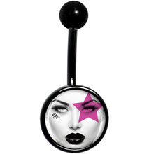 将图片加载到图库查看器，Pretty Pink Model Super Star Black Belly Ring
