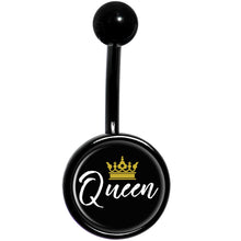 将图片加载到图库查看器，Queen Crown Black Belly Ring
