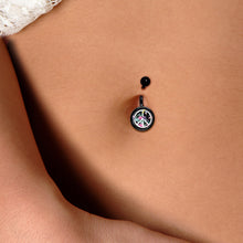 Load image into Gallery viewer, Floral Peace Sign Black Belly Ring
