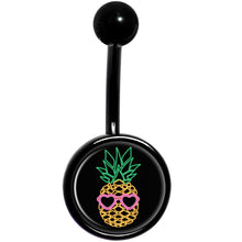 将图片加载到图库查看器，Neon Heart Tropical Pineapple Black Belly Ring
