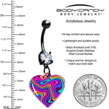Load image into Gallery viewer, Black Double Gem Swirling Heart Dangle Belly Ring by Onyx O
