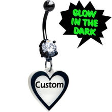 将图片加载到图库查看器，Custom Glow in the Dark Heart Dangle Personalized Belly Ring
