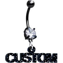 将图片加载到图库查看器，Custom Black Double Gem Personalized Name Belly Ring
