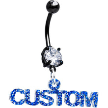 将图片加载到图库查看器，Custom Black Double Gem Personalized Name Belly Ring
