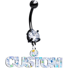 将图片加载到图库查看器，Custom Black Double Gem Personalized Name Belly Ring
