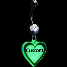 将图片加载到图库查看器，Custom Glow in the Dark Heart Dangle Personalized Belly Ring
