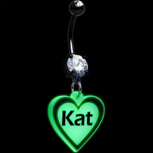将图片加载到图库查看器，Custom Glow in the Dark Heart Dangle Personalized Belly Ring
