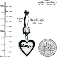 将图片加载到图库查看器，Custom Glow in the Dark Heart Dangle Personalized Belly Ring
