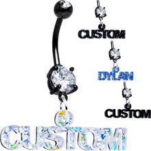 将图片加载到图库查看器，Custom Black Double Gem Personalized Name Belly Ring
