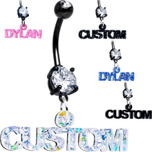 将图片加载到图库查看器，Custom Black Double Gem Personalized Name Belly Ring
