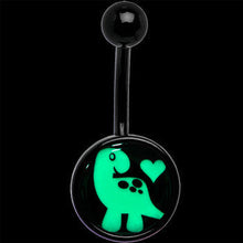 Load image into Gallery viewer, Black Glow in the Dark Cute Dinosaur Belly Ring

