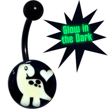 Load image into Gallery viewer, Black Glow in the Dark Cute Dinosaur Belly Ring
