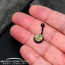 Load image into Gallery viewer, Black Titanium Bad Jack O' Lantern Glow in the Dark Belly Ring
