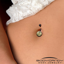 Load image into Gallery viewer, Black Titanium Bad Jack O' Lantern Glow in the Dark Belly Ring
