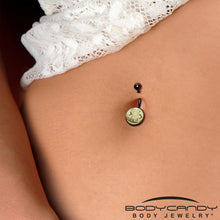 Load image into Gallery viewer, Black Titanium Fearsome Fangs Glow in the Dark Belly Ring
