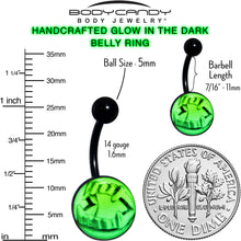Load image into Gallery viewer, Black Titanium Fearsome Fangs Glow in the Dark Belly Ring
