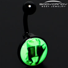 将图片加载到图库查看器，Black Titanium Classic Candy Corn Glow in the Dark Belly Ring

