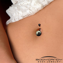 Load image into Gallery viewer, Black Titanium Raven and Cross Glow in the Dark Belly Ring
