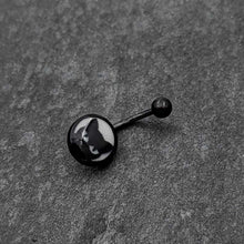 Load image into Gallery viewer, Black Glow in the Dark Peeking Black Cat Belly Ring by Onyx O
