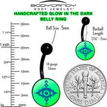 将图片加载到图库查看器，Black Anodized Glow in the Dark Evil Eye Belly Ring by Onyx O
