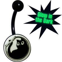 Load image into Gallery viewer, Glow in the Dark Fishbowl Kitty Cat Belly Ring by Onyx O
