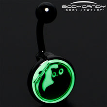 Load image into Gallery viewer, Glow in the Dark Fishbowl Kitty Cat Belly Ring by Onyx O
