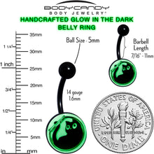 Load image into Gallery viewer, Glow in the Dark Fishbowl Kitty Cat Belly Ring by Onyx O
