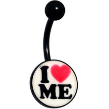 Load image into Gallery viewer, Black Glow in the Dark I Love Me Belly Ring by Onyx O
