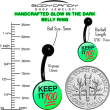 Load image into Gallery viewer, Glow in the Dark Black Keep it 100 Belly Ring by Onyx O
