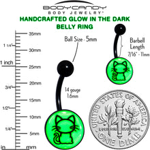 Load image into Gallery viewer, Black Anodized Glow in the Dark Kitty Cat Belly Ring by Onyx O
