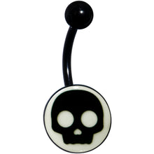 Load image into Gallery viewer, Glow in the Dark Simple Skull Belly Ring by Onyx O
