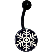 Load image into Gallery viewer, Black Glow in the Dark Holiday Snowflake Belly Ring by Onyx O
