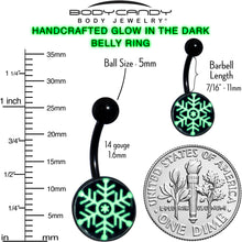 Load image into Gallery viewer, Black Glow in the Dark Holiday Snowflake Belly Ring by Onyx O

