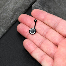 Load image into Gallery viewer, Black Glow in the Dark Heart Spider Web Belly Ring by Onyx O
