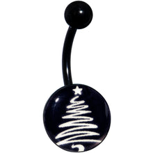 Load image into Gallery viewer, Black Glow in the Dark Holiday Christmas Tree Belly Ring by Onyx O
