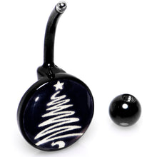 Load image into Gallery viewer, Black Glow in the Dark Holiday Christmas Tree Belly Ring by Onyx O
