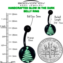 Load image into Gallery viewer, Black Glow in the Dark Holiday Christmas Tree Belly Ring by Onyx O
